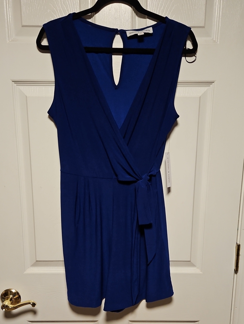 Emma & Muchele Faux Wrap Romper with Tie Waist